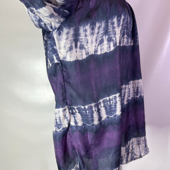 Calypso St. Barth for Target Size M Silk Tie Dye Blouse Lace 3/4 Sleeves Boho - Picture 7 of 13